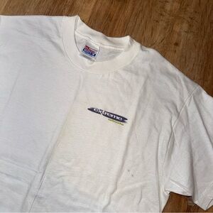 VTG 90s Hanes Beefy T White Short Sleeve Mock Neck Blank T Shirt L USA “Extreme”